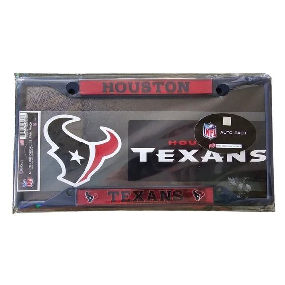 NFL Houston Texans Auto Pack license plate frame and decals Football Fan - Picture 1 of 2